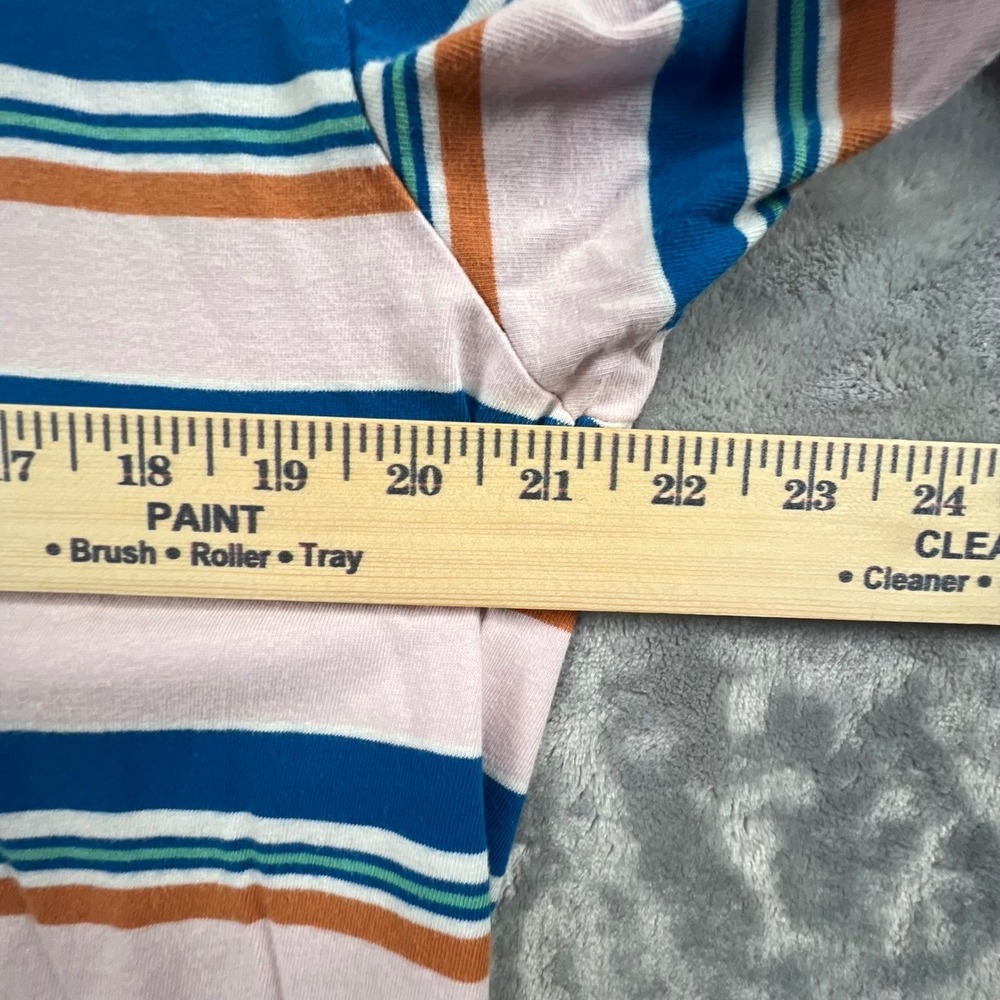 Guess Originals T-Shirt Mens Medium Pink Blue Striped Embroidered Logo YTK - Picture 4 of 8